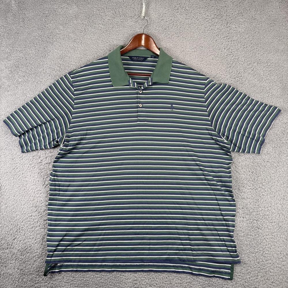 Polo Golf Ralph Lauren Polo Shirt Mens 2XL Striped Green READ